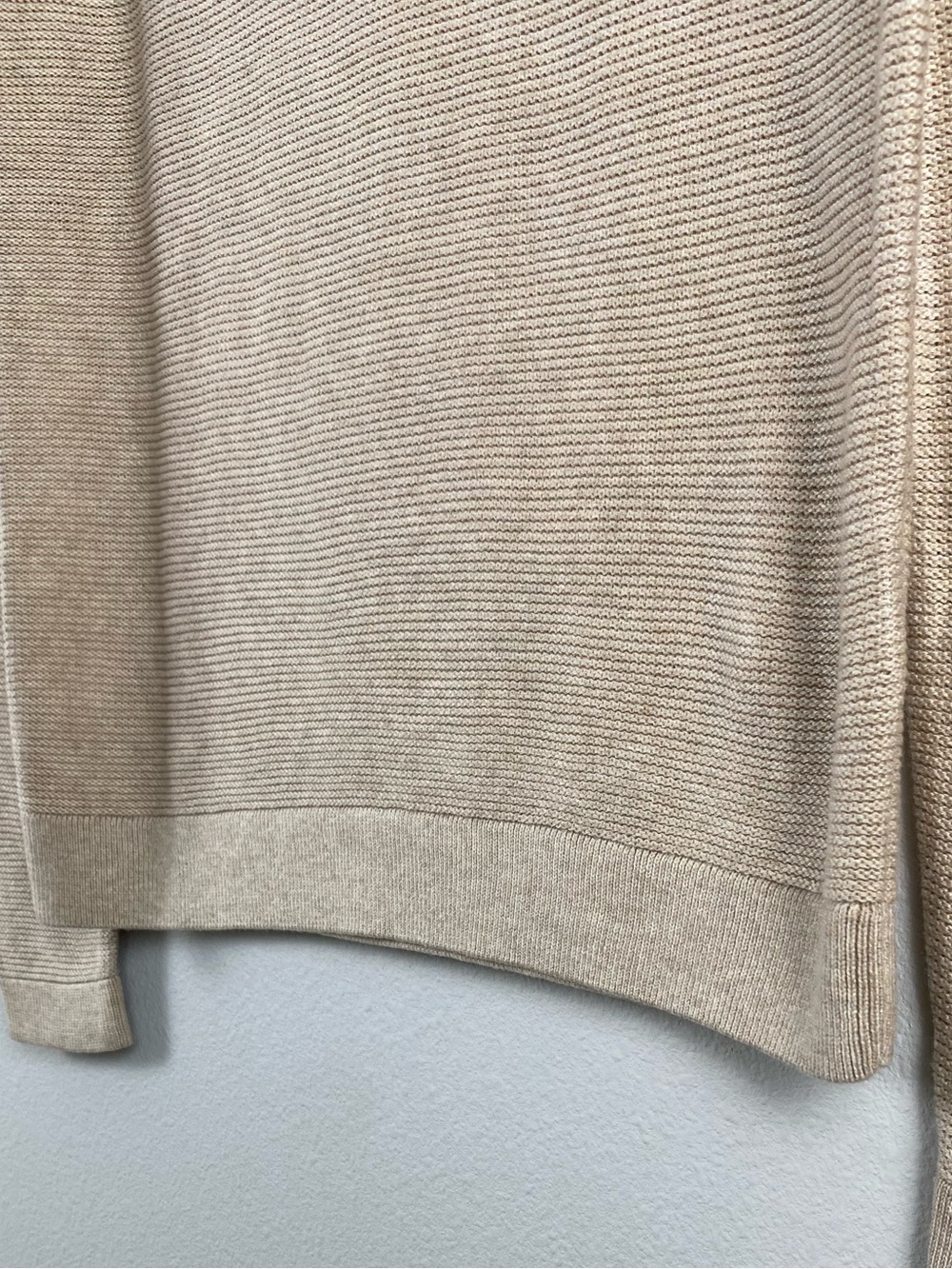 J. Crew Factory Scalloped Long Sleeve Crewneck Sweater | Heather Sandalwood - Picture 12 of 16